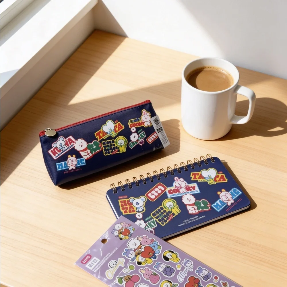 BT21 BTS Weekly Planner, BT21 Pen Case, Stickers set Stationary Bundle